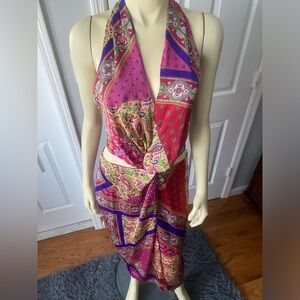 Vibrant Multicolor Halter Maxi Dress